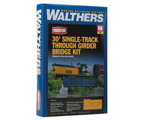Walthers Cornerstone Ho 4500 30 Single-Track Railroad Through Girder Bridge -- Kit - 4-7/32 X 2-3/8