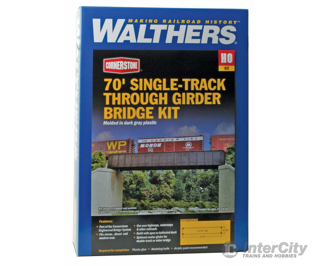 Walthers Cornerstone Ho 4502 70 Single-Track Railroad Through Girder Bridge -- Kit - 9-3/4 X 2-3/8