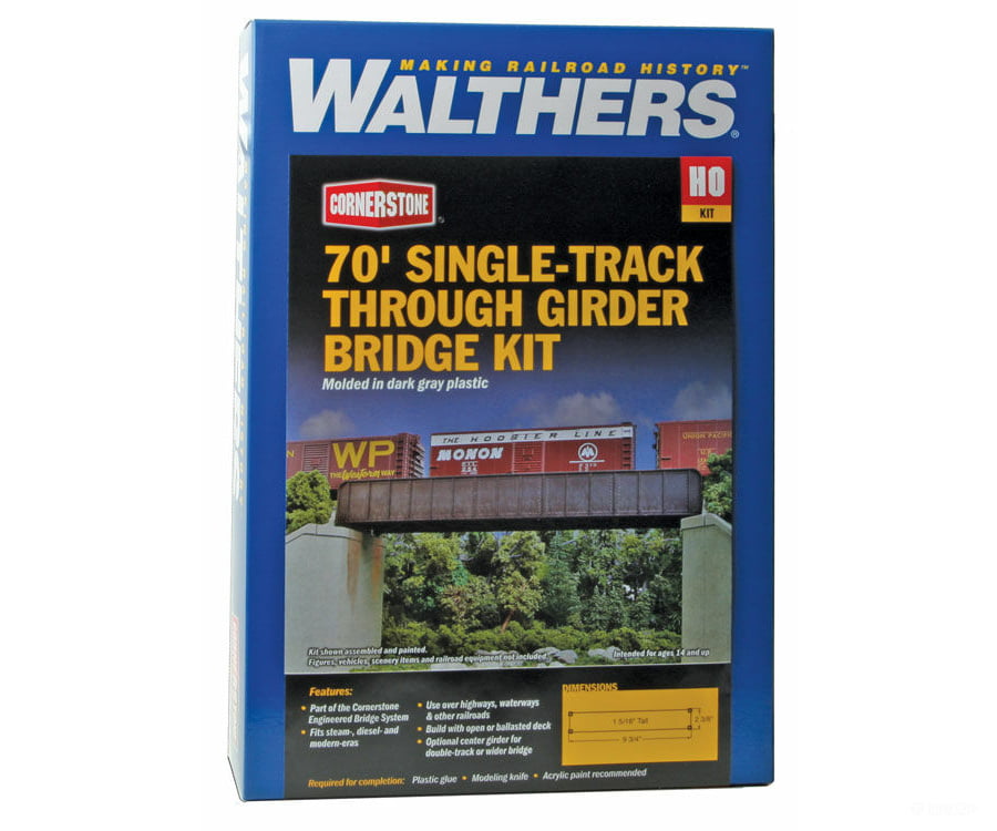Walthers Cornerstone Ho 4502 70 Single-Track Railroad Through Girder Bridge -- Kit - 9-3/4 X 2-3/8