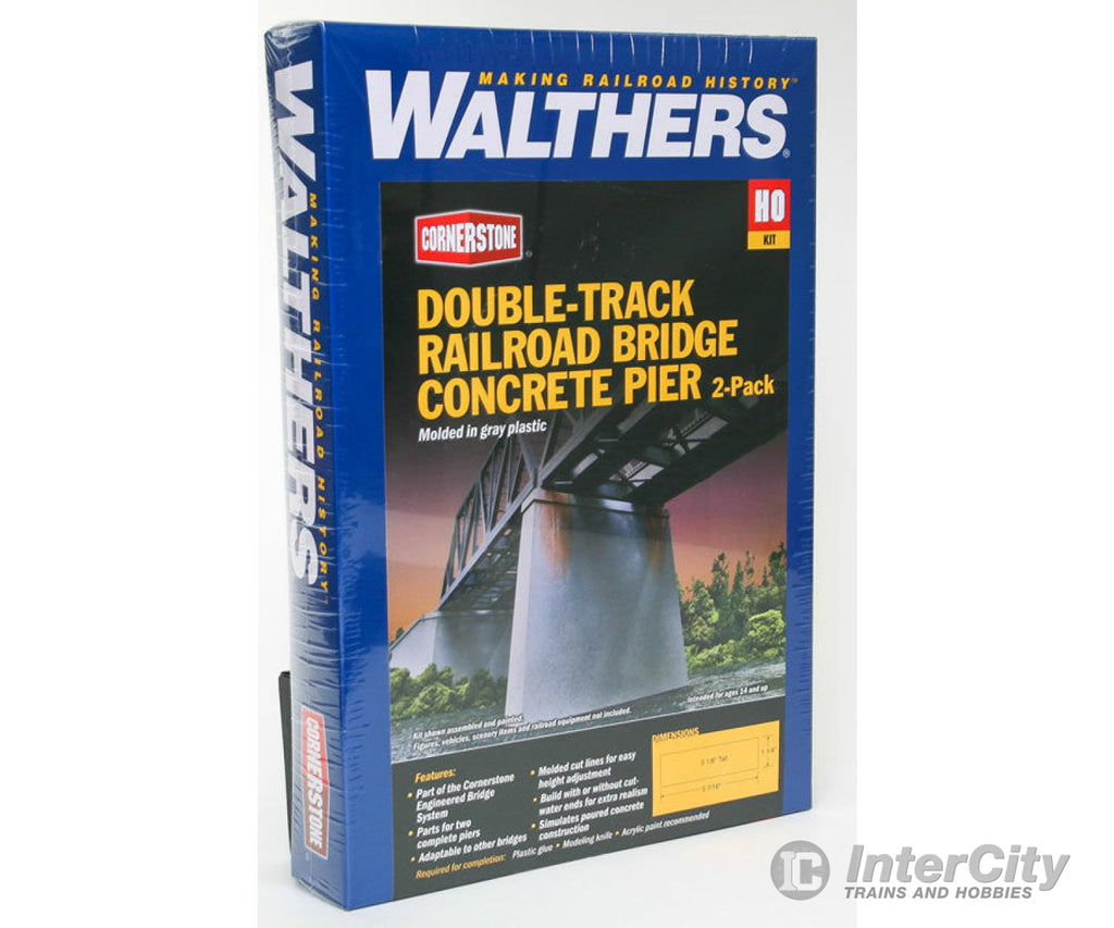 Walthers Cornerstone Ho 4552 Double-Track Railroad Bridge Concrete Pier 2-Pack -- Kit 5-7/16 X 1-1/4