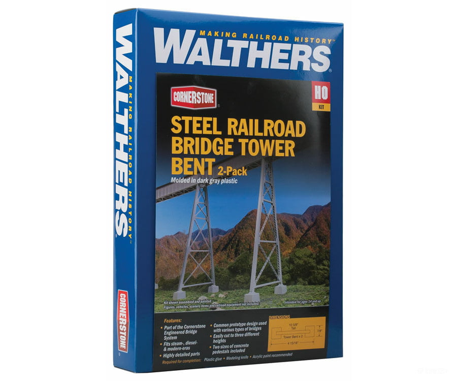 Walthers Cornerstone Ho 4555 Steel Railroad Bridge Tower Bent 2-Pack -- Kit Tunnels & Bridges