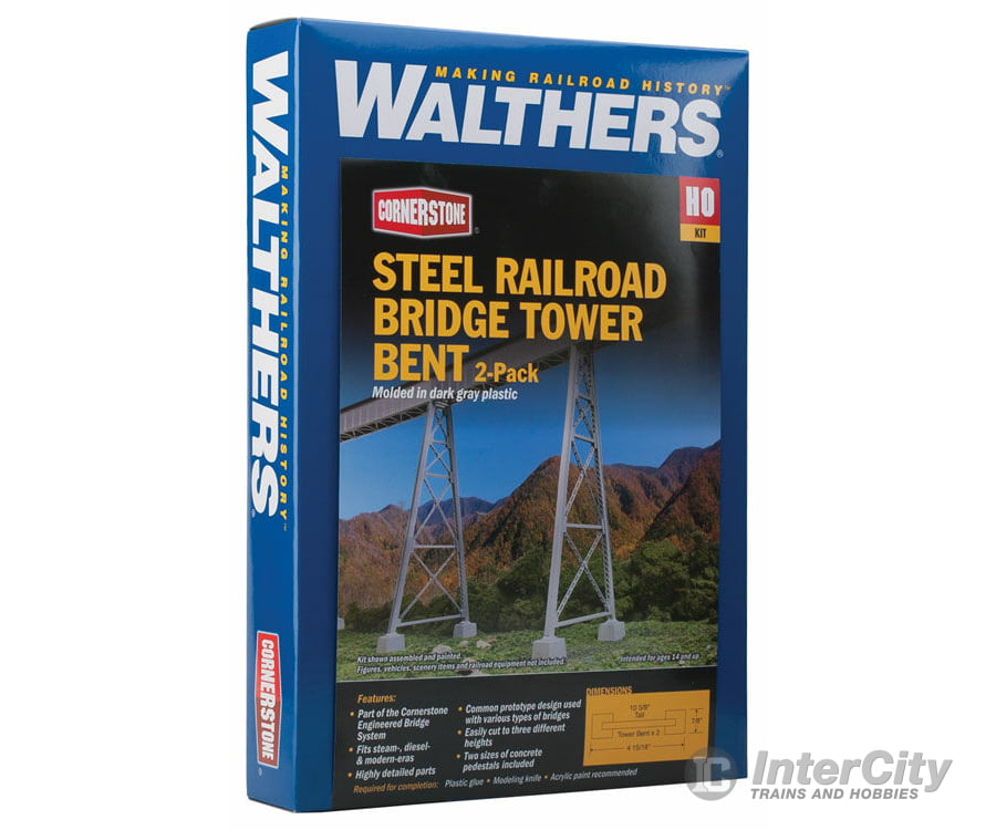 Walthers Cornerstone Ho 4555 Steel Railroad Bridge Tower Bent 2-Pack -- Kit Tunnels & Bridges