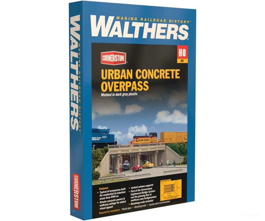 Walthers Cornerstone Ho 4560 Urban Concrete Overpass -- Kit Tunnels & Bridges