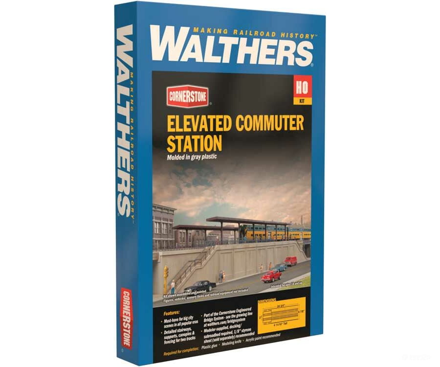 Walthers Cornerstone Ho 4563 Elevated Commuter Station -- Kit - 20-1/2 X 6-7/8 4-11/16 52 17.4