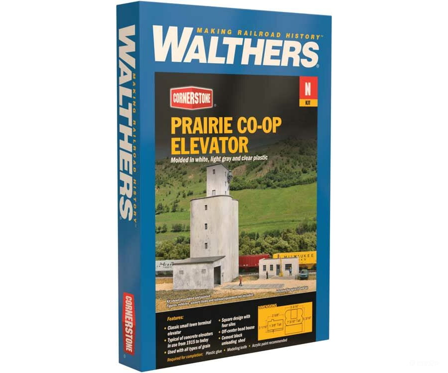 Walthers Cornerstone N 3860 Prairie Co-Op Elevator -- Kit Structures