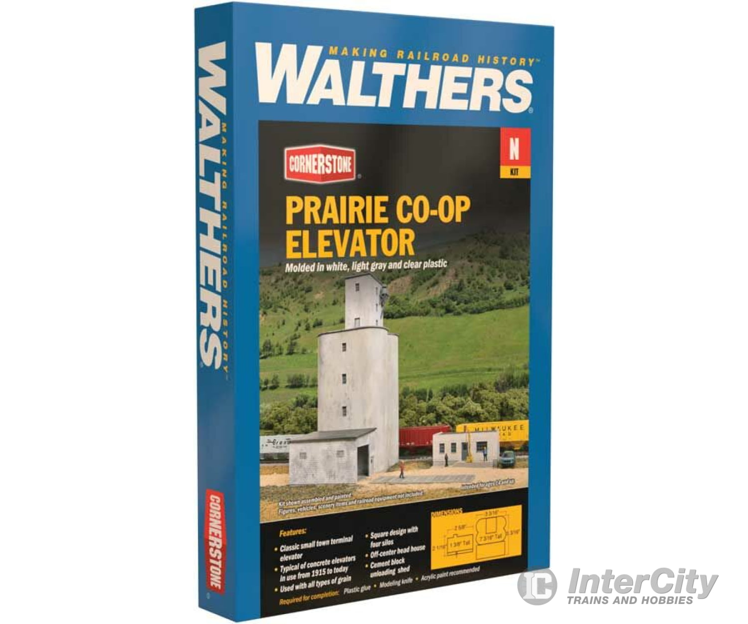 Walthers Cornerstone N 3860 Prairie Co-Op Elevator -- Kit Structures