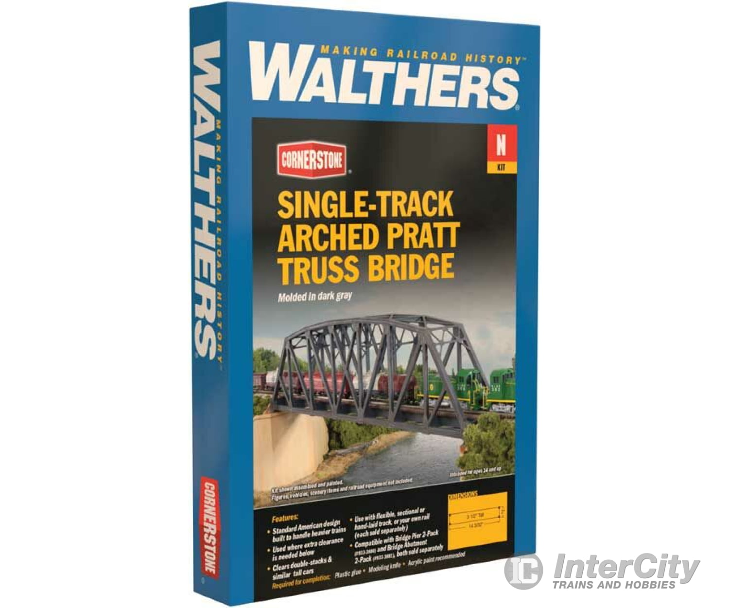 Walthers Cornerstone N 3870 Single-Track Arched Pratt Truss Bridge -- Kit - 14-3/32 X 2 3-1/2 35.7 5