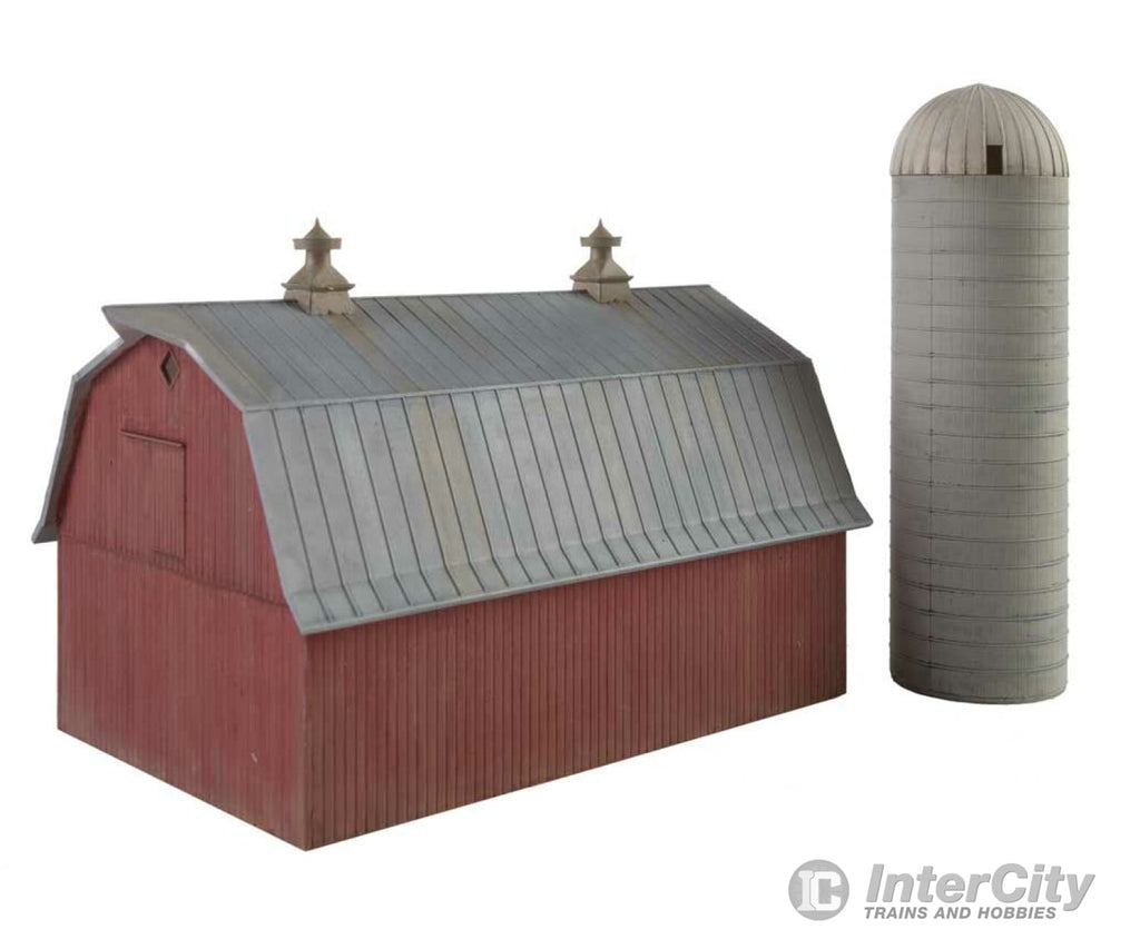 Walthers Cornerstone N 3892 Meadowhead Barn And Silo -- Kit Structures