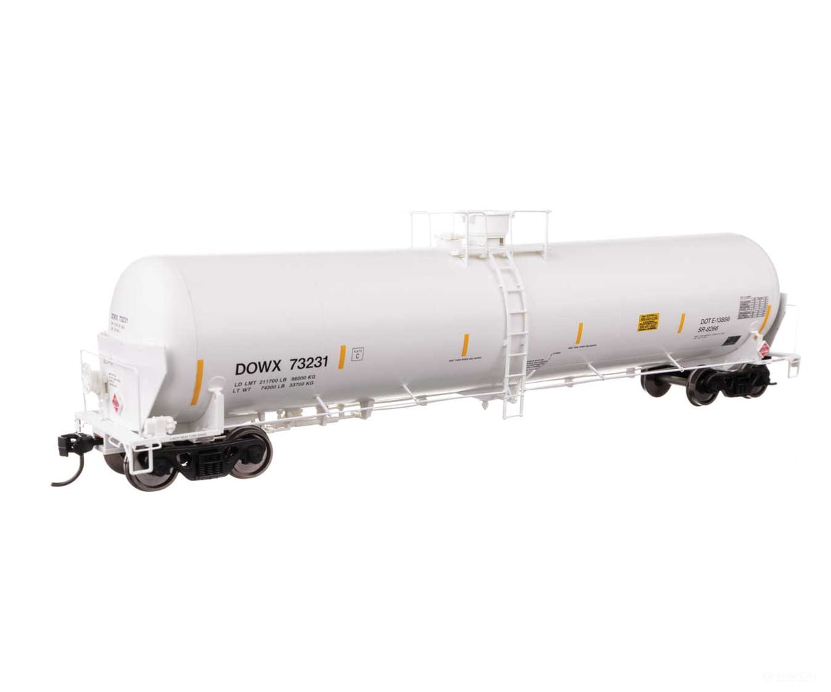 Walthers HO 100768 55’ Trinity Modified 30,145-Gallon Tank Car - Dow Chemical DOWX #73231 - Freight Cars