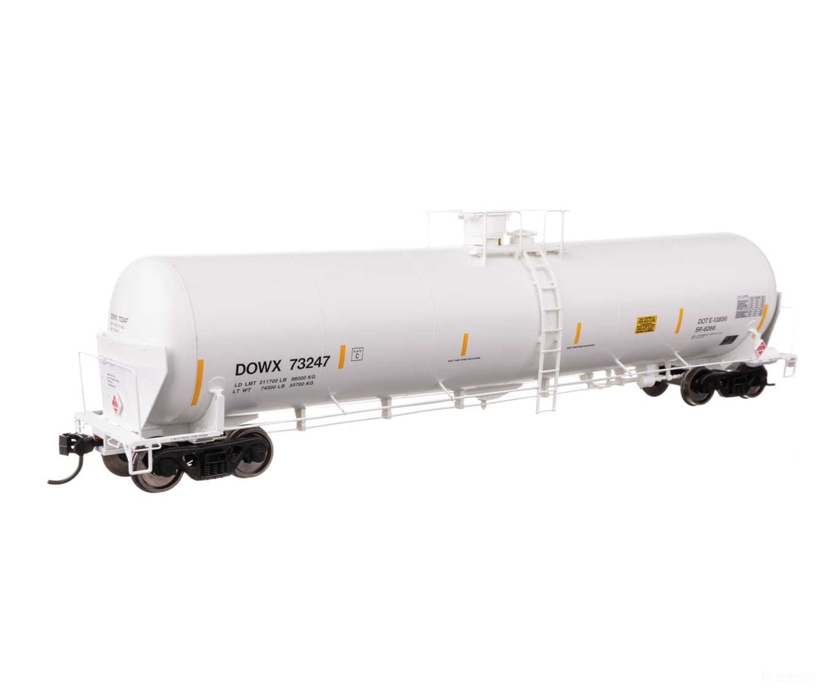 Walthers HO 100769 55’ Trinity Modified 30,145-Gallon Tank Car - Dow Chemical DOWX #73247 - Freight Cars