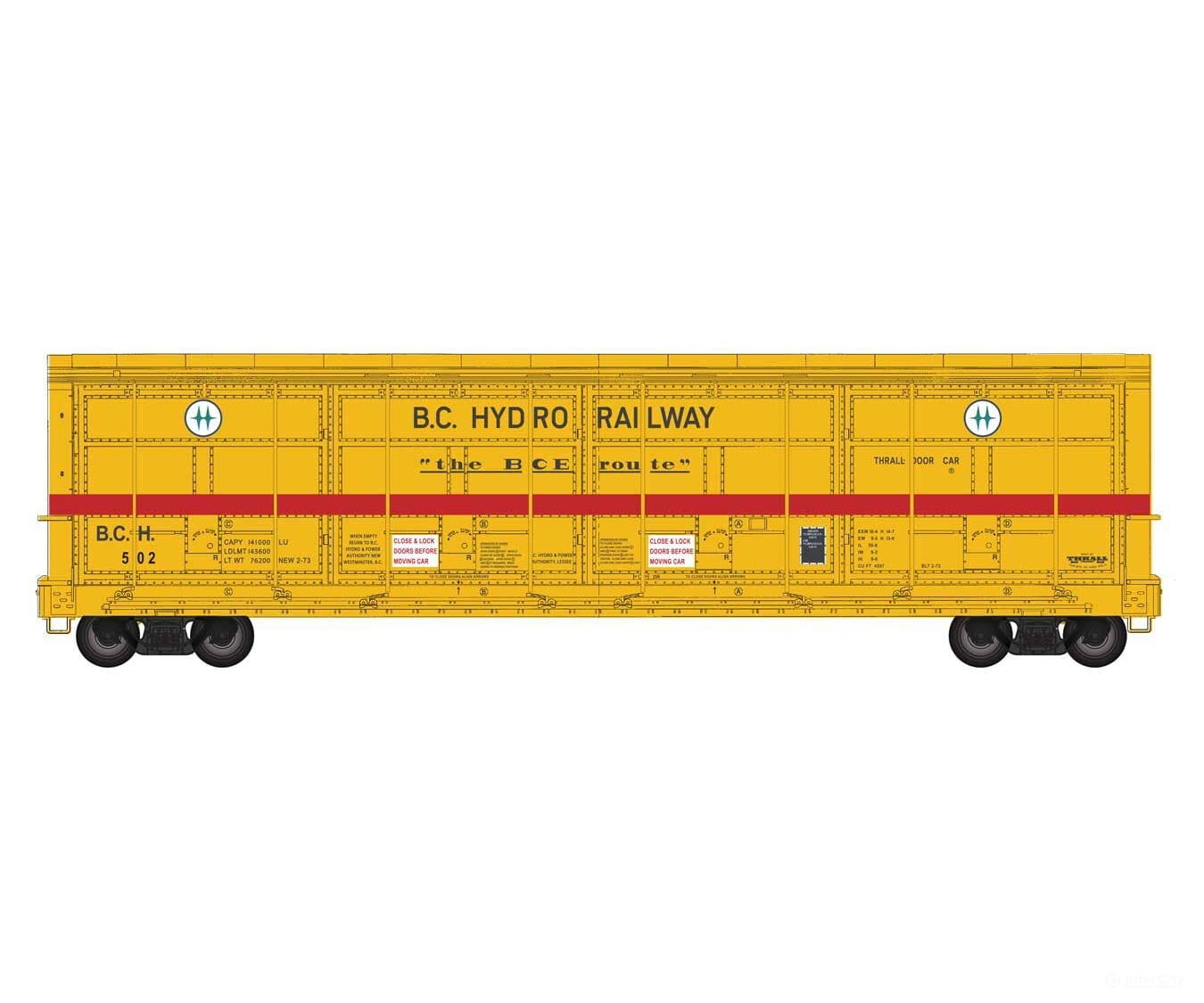 Walthers HO 101941 Proto 56’ Thrall All-Door Boxcar - BC Hydro #502 - Freight Cars