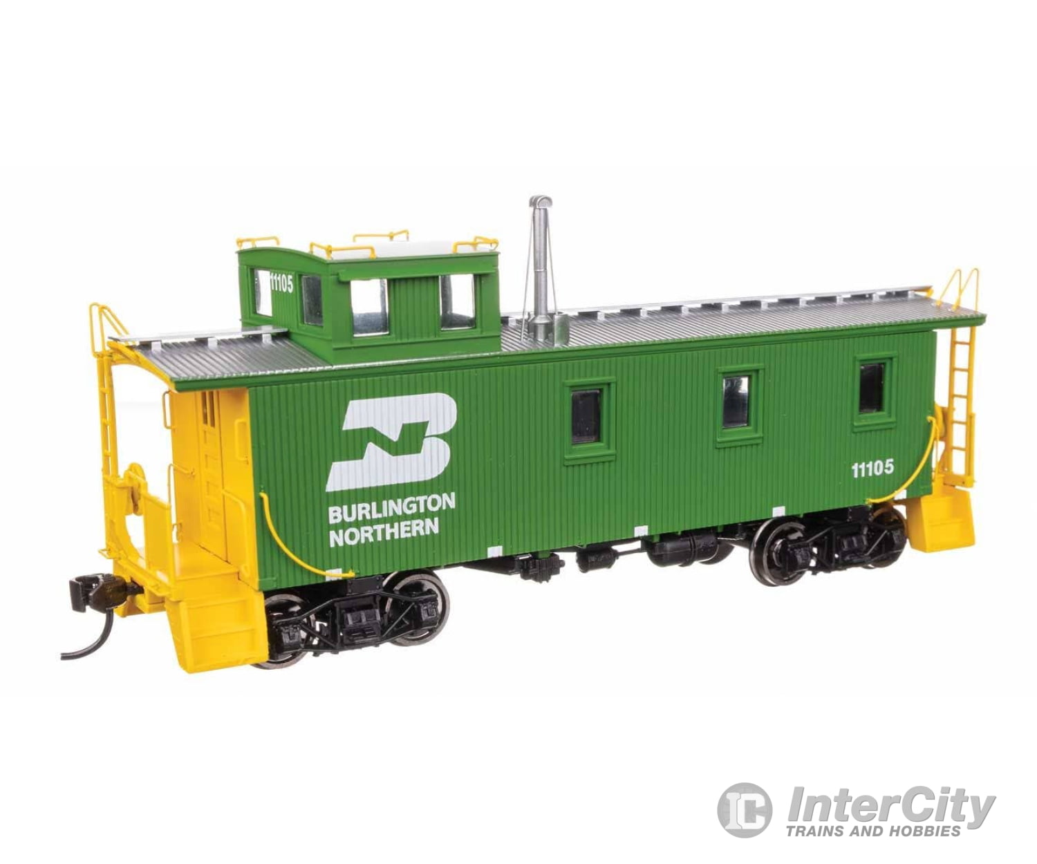 Walthers HO 103255 30’ GTW Style Wood Caboose with Offset Coupola - Ready To Run - Burlington Northern #11105 Freight