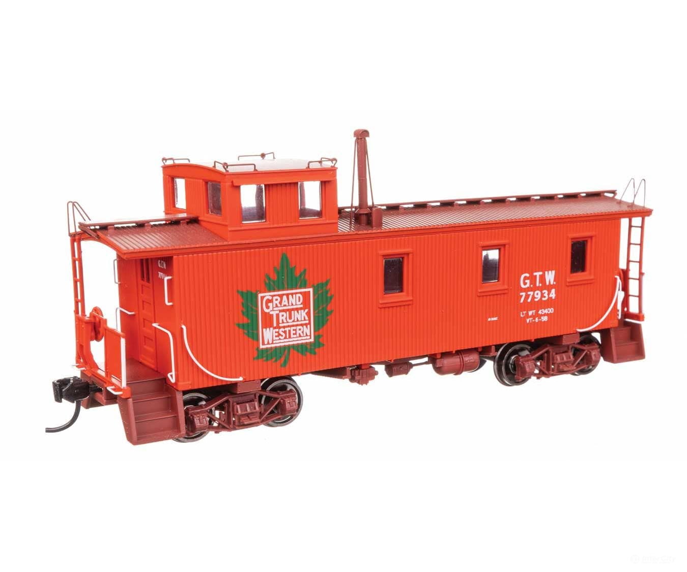 Walthers HO 103261 30’ GTW Style Wood Caboose with Offset Coupola - Ready To Run - Grand Trunk Western (Early) #77934