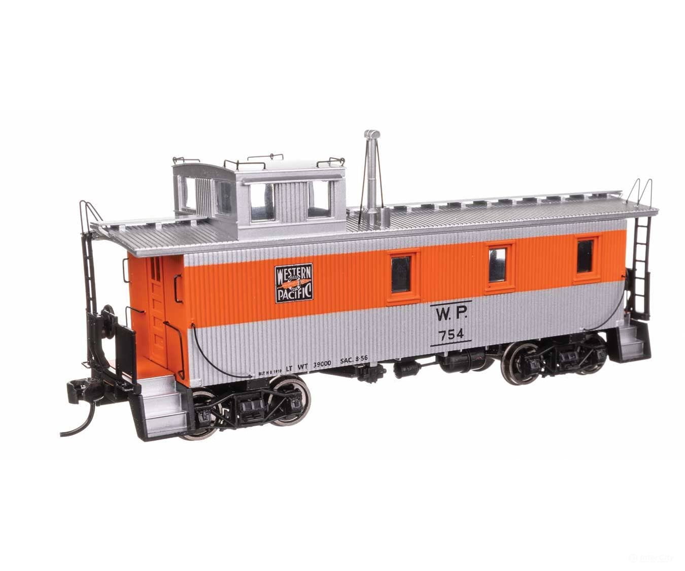 Walthers HO 103266 30’ GTW Style Wood Caboose with Offset Coupola - Ready To Run - Western Pacific(TM) #754 Freight Cars