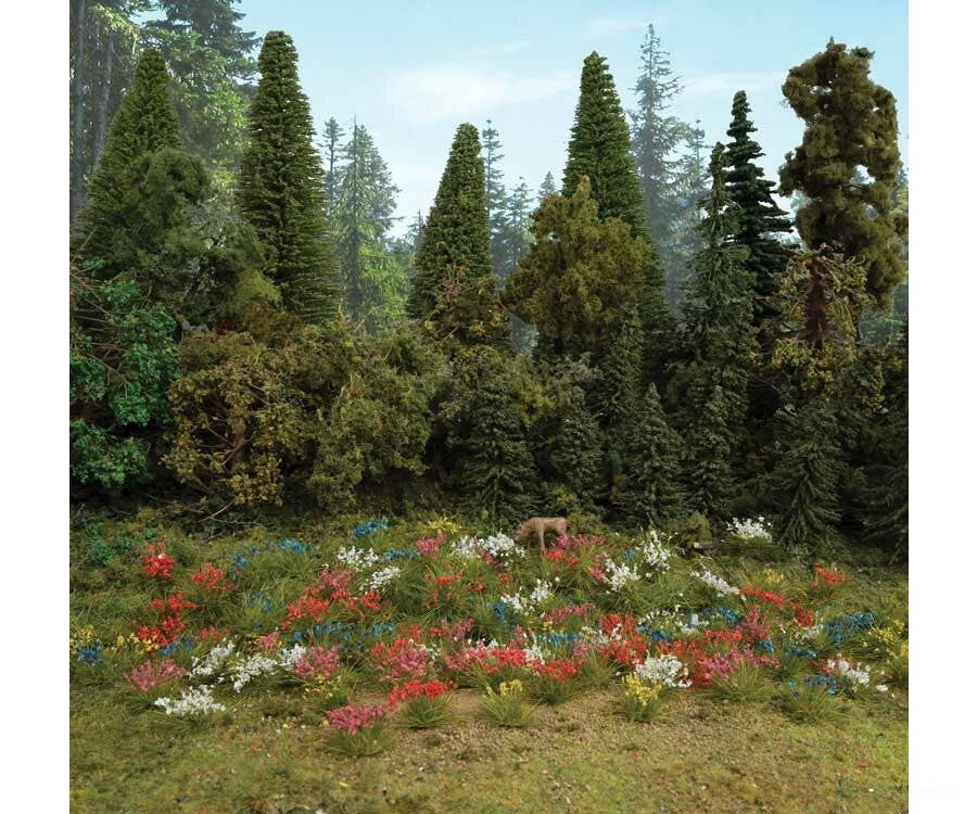 Walthers Ho 1095 Assorted Flowers - Set Of 250 Red Blue Yellow Pink And White Flock & Turf