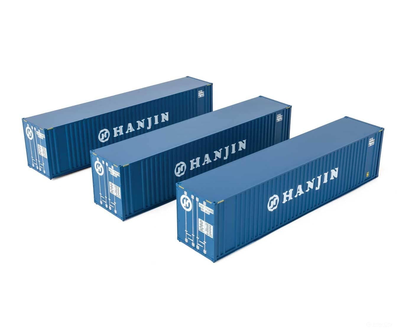 Walthers HO 18201 40’ Flat Panel Container - 3-Pack - Hanjin Freight Loads & Containers