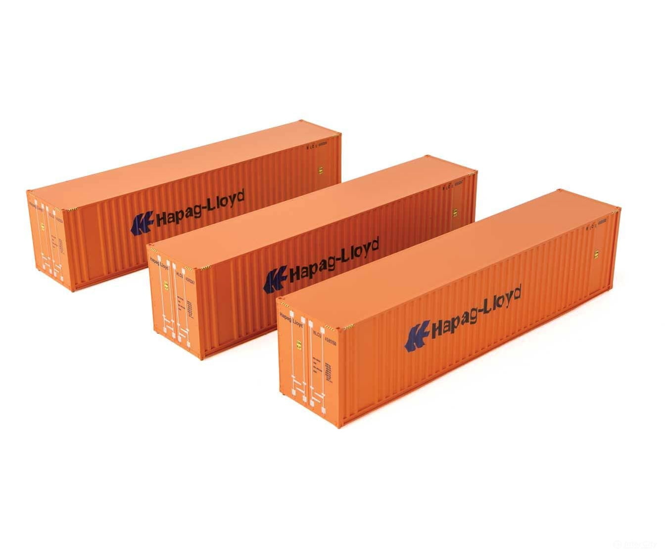 Walthers HO 18202 40’ Flat Panel Container - 3-Pack - Hapag-Lloyd Freight Loads & Containers