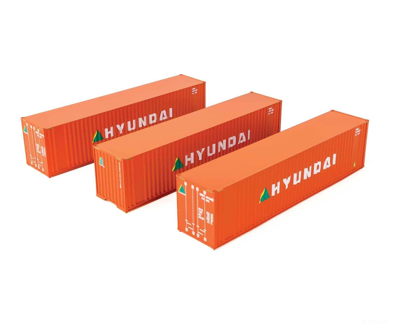 Walthers HO 18203 40’ Flat Panel Container - 3-Pack - Hyundai Freight Loads & Containers