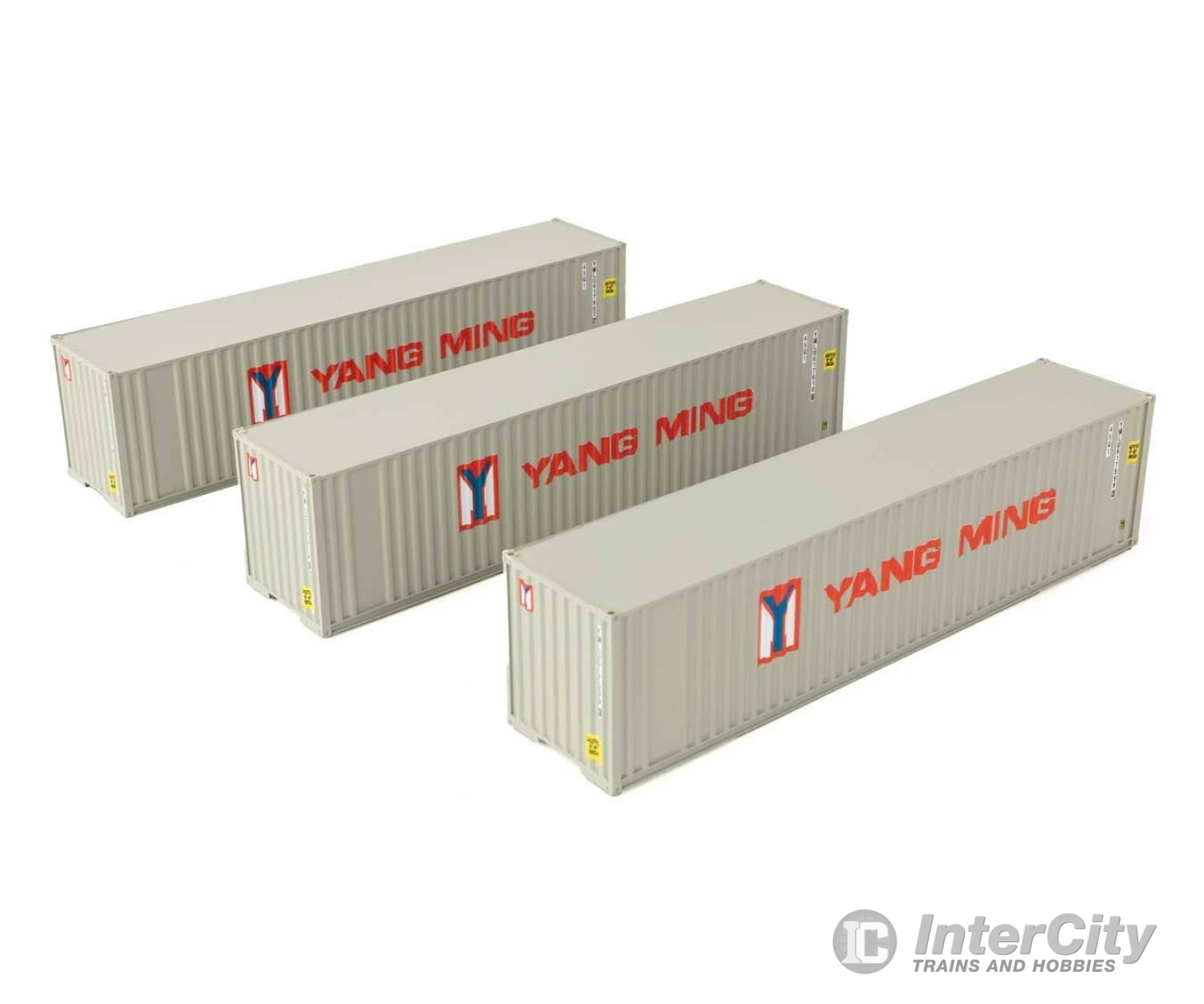 Walthers HO 18205 40’ Flat Panel Container - 3-Pack - Yang Ming Freight Loads & Containers