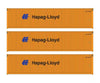 Walthers HO 18252 40’ Fully Corrugated Container - 3-Pack - HAPAG-LIOYD Freight Loads & Containers