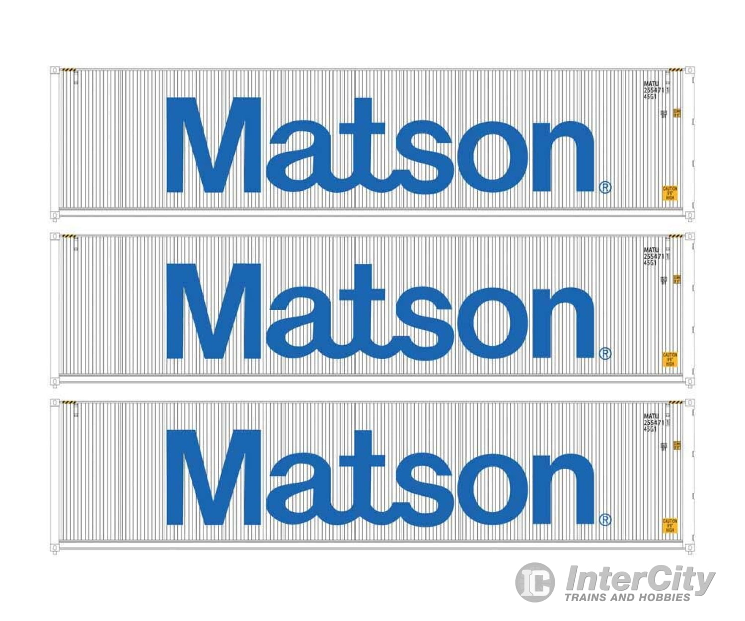 Walthers HO 18253 40’ Fully Corrugated Container - 3-Pack - Matson Freight Loads & Containers