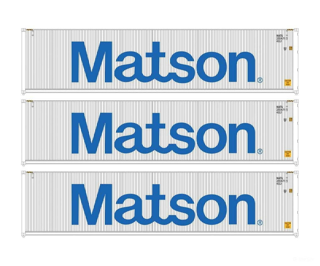 Walthers HO 18253 40’ Fully Corrugated Container - 3-Pack - Matson Freight Loads & Containers