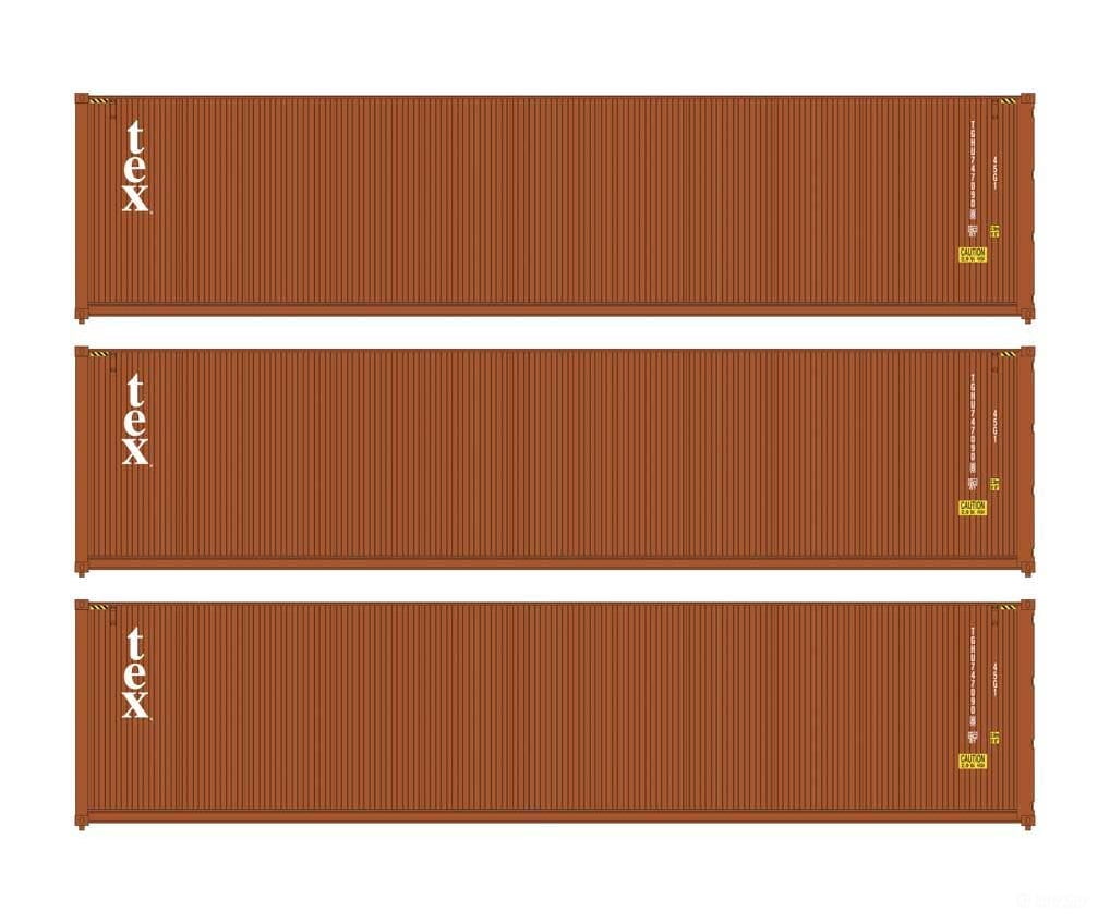 Walthers HO 18255 40’ Fully Corrugated Container - 3-Pack - TEX Freight Loads & Containers