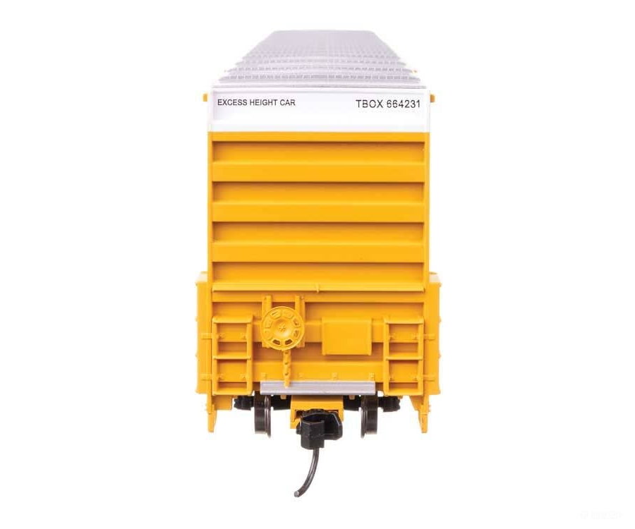 Walthers HO 3116 60’ High Cube Plate F Horizontal Post Boxcar - TTX TBOX #664231 (yellow black Standard Lettering)