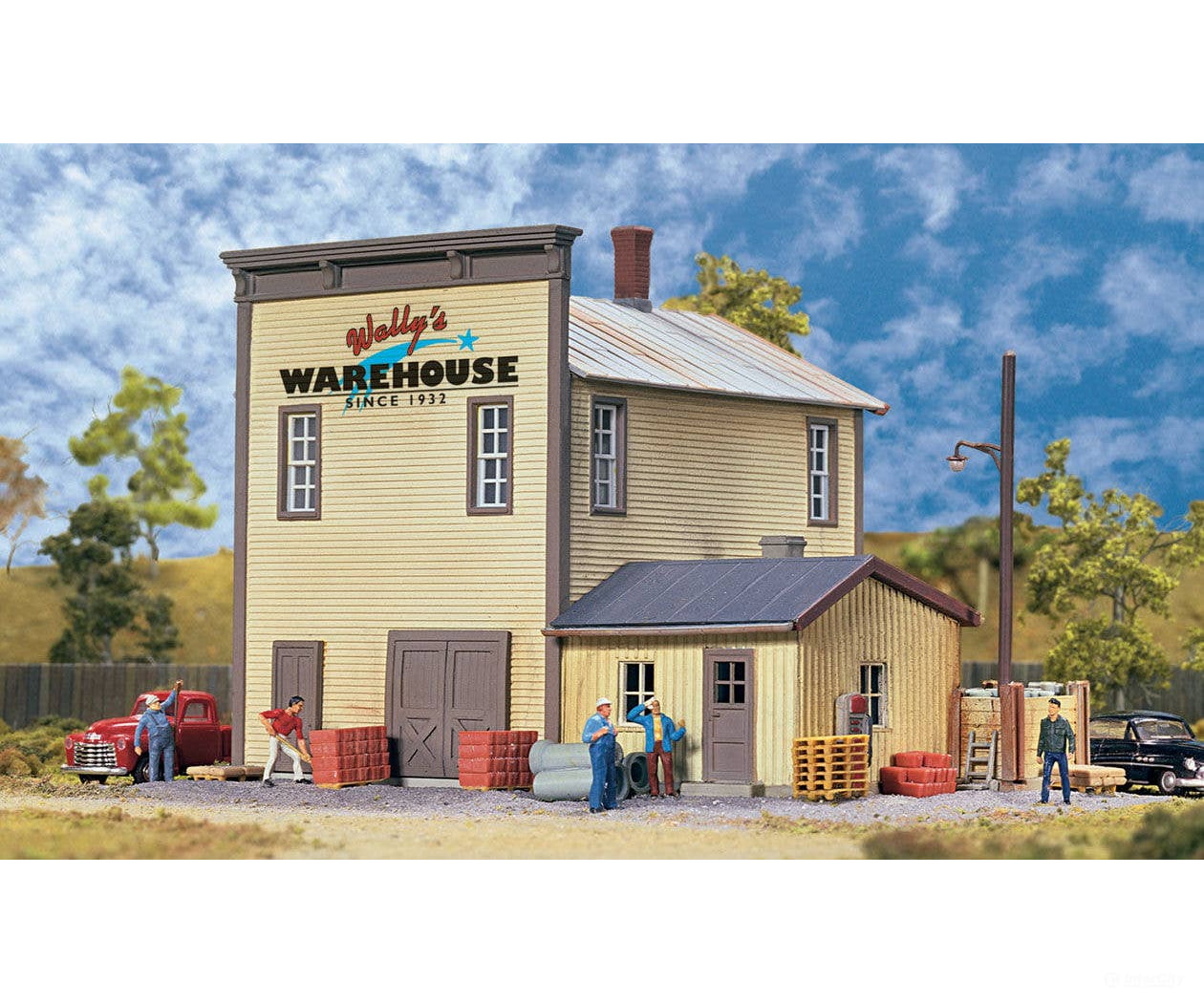 Walthers HO 3654 Wally’s Warehouse - Main Building - Kit - 5-3/4 x 5 x 5-1/2’’ 14.3 x 12.5 x 13.7cm - Structures