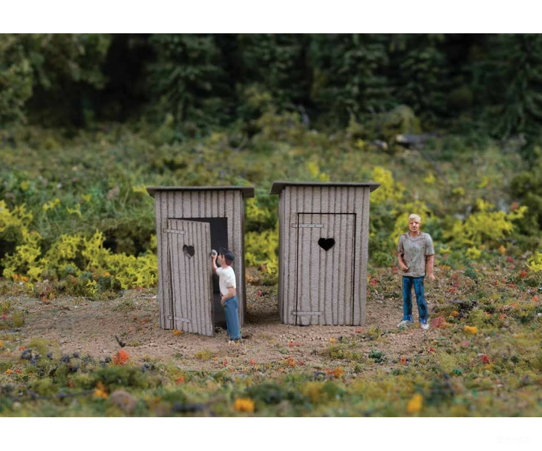 Walthers Ho 4112 Outhouse Pkg(2) - Laser-Cut Wood Kit Each 1/2 X 1’’ 1.4 1.5 2.7Cm Structures