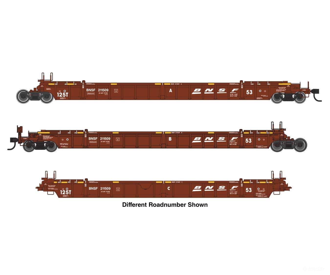 Walthers HO 55818 NSC Articulated 3-Unit 53’ Well Car - BNSF Railway #211524 Freight Cars