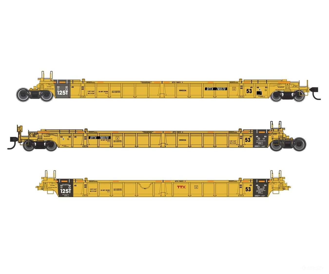 Walthers HO 55826 NSC Articulated 3-Unit 53’ Well Car - TTX #785570 Freight Cars