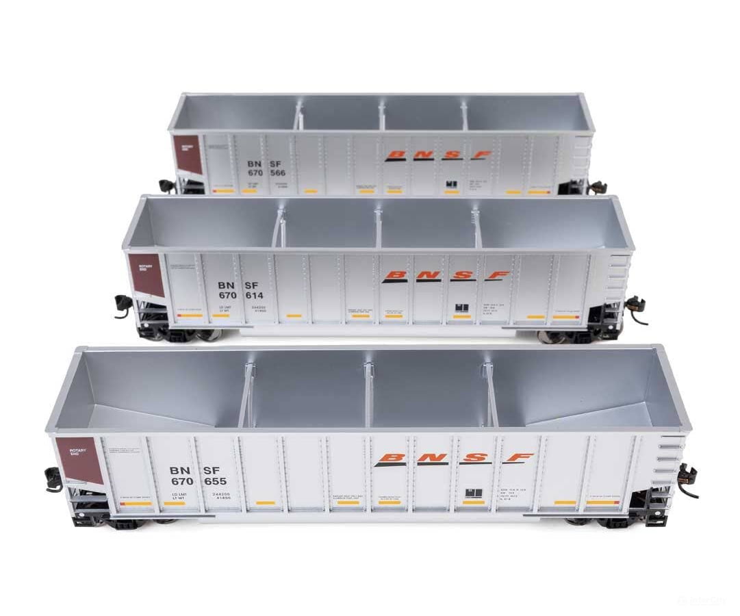 Walthers HO 55909 50’ Bethgon Coalporter Gondola 3-Pack - BNSF #670566 #670614 #670655 - Freight Cars