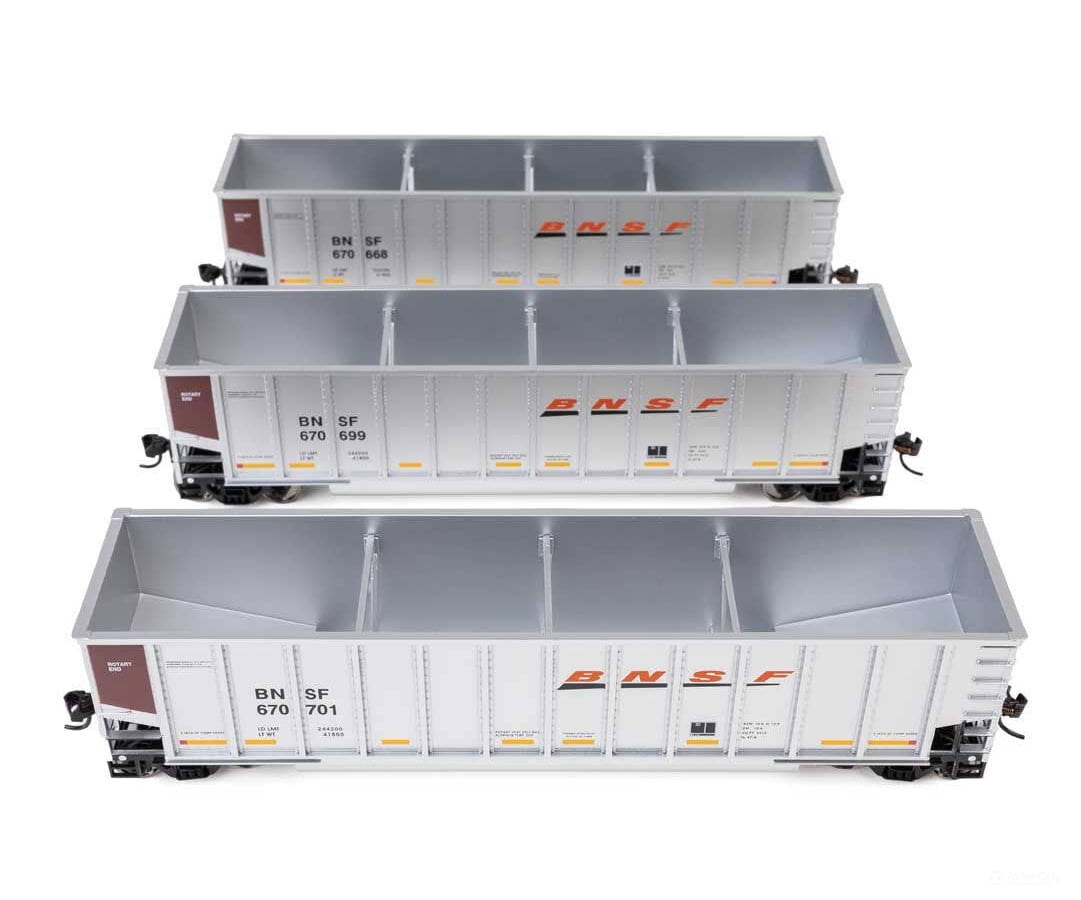 Walthers HO 55910 50’ Bethgon Coalporter Gondola 3-Pack - BNSF #670668 #670699 #670701 - Freight Cars