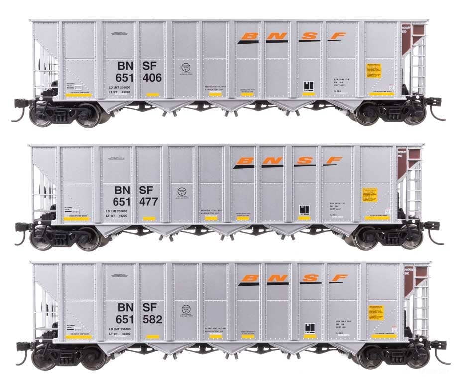Walthers HO 56869 50’ RD-4 Hopper 3-Pack - BNSF #651406 651477 651582 Freight Cars