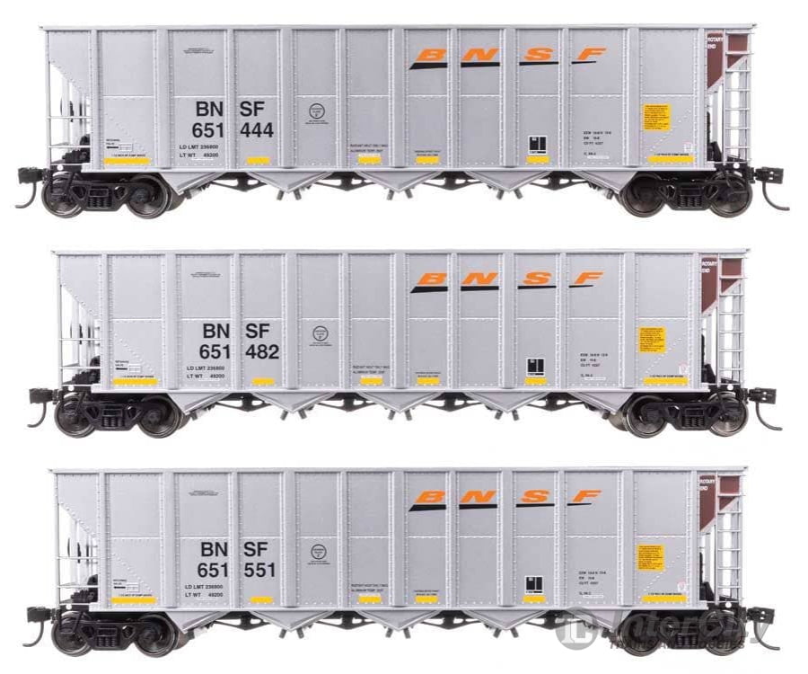 Walthers HO 56870 50’ RD-4 Hopper 3-Pack - BNSF #651444 6511482 651551 Freight Cars