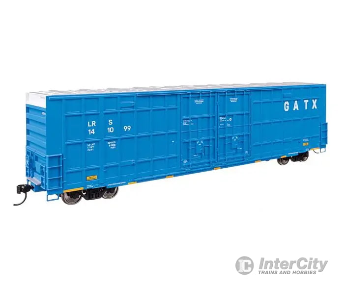 Walthers HO 910-3106 60’ High Cube Plate F Horizontal Post Boxcar - Ready to Run - GATX Leasing LRS #141020 (blue