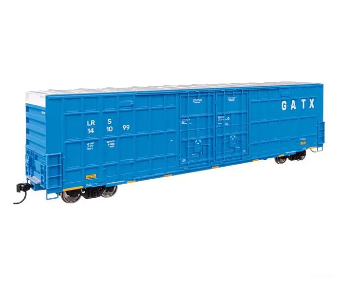 Walthers HO 910-3107 60’ High Cube Plate F Horizontal Post Boxcar - Ready to Run - GATX Leasing LRS #141099 (blue