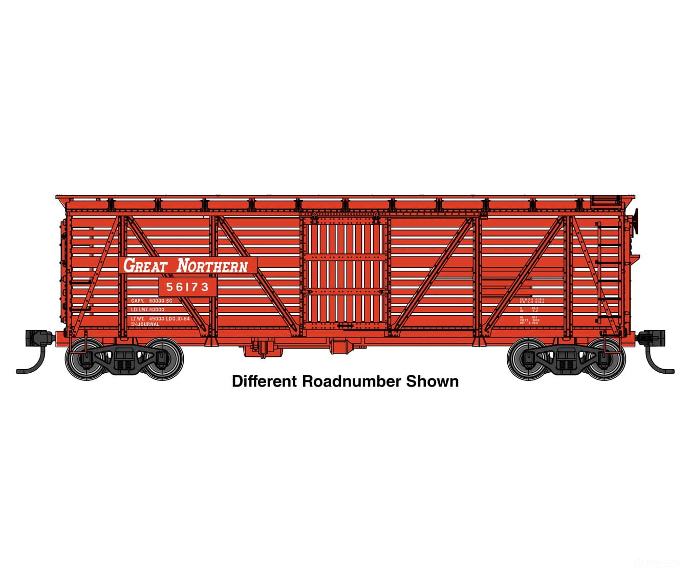 Walthers HO 910-41516 40’ Wood Stock Car with Dreadnaught ends - Great Northern #56532 - Freight Cars