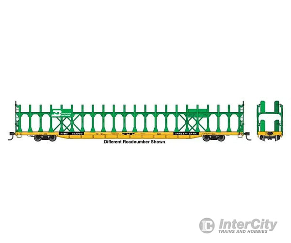 Walthers Ho 910-8030 89’ Flatcar W/Bi-Level Open Auto Rack - Ready To Run Burlington Northern