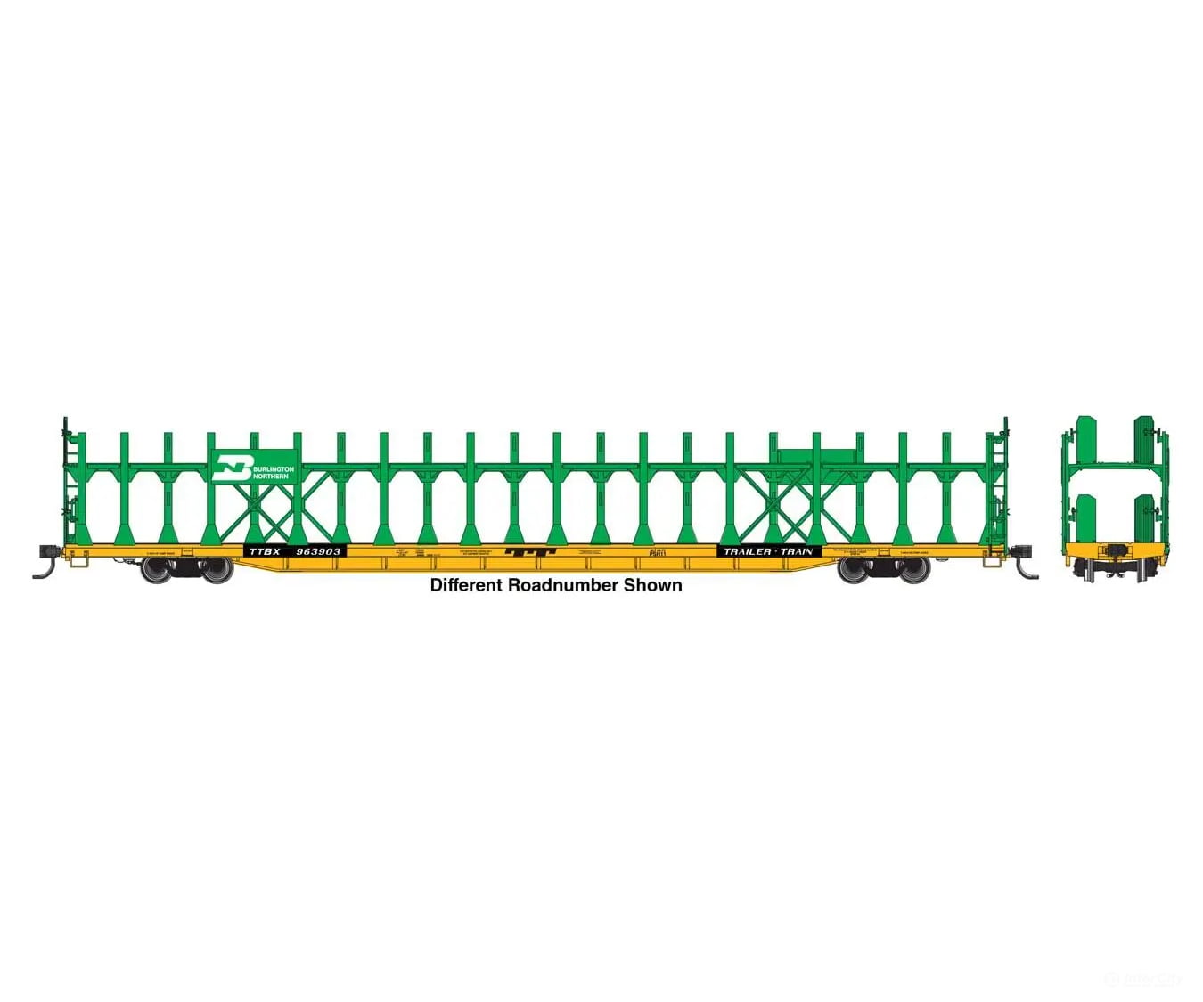 Walthers Ho 910-8031 89’ Flatcar W/Bi-Level Open Auto Rack - Ready To Run Burlington Northern