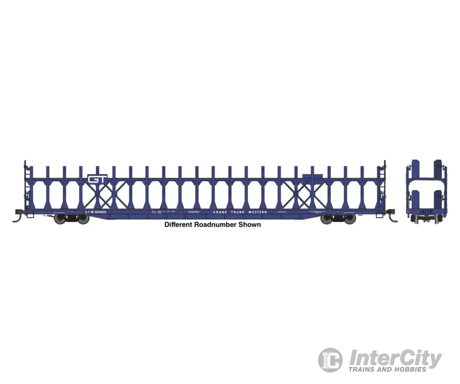 Walthers Ho 910-8035 89’ Flatcar W/Bi-Level Open Auto Rack - Ready To Run Grand Trunk Western