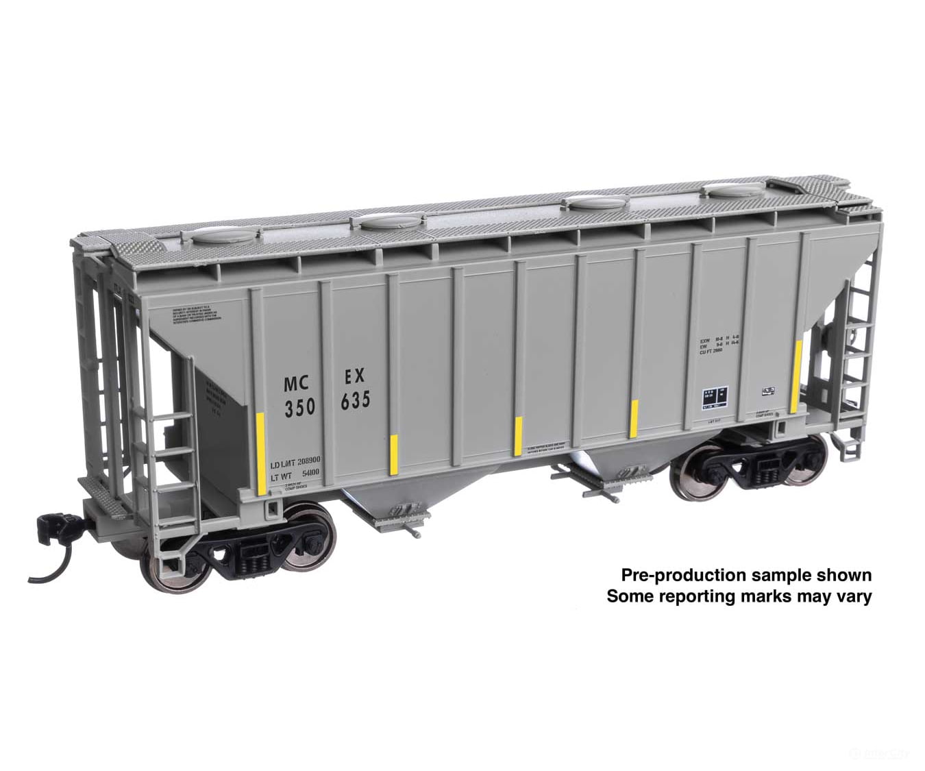 Walthers HO 910-8515 37’ 2980 Cubic-Foot 2-Bay Covered Hopper - MCEX #350642 - Freight Cars