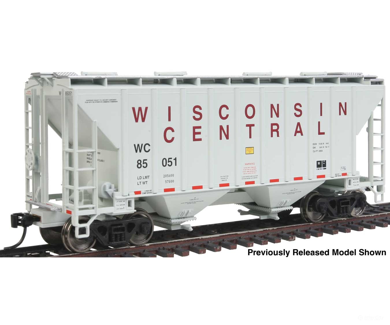 Walthers HO 910-8518 37’ 2980 Cubic-Foot 2-Bay Covered Hopper - Wisconsin Central #84736 - Freight Cars