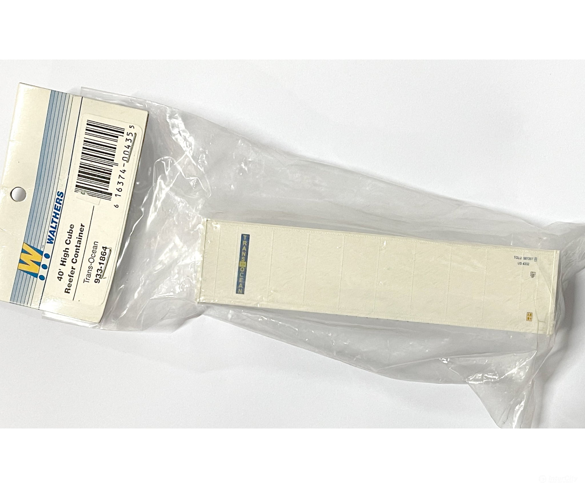 Walthers HO 933-1864 40’ Reefer Container - Assembled - Trans-Ocean (white blue yellow) - Freight Loads & Containers