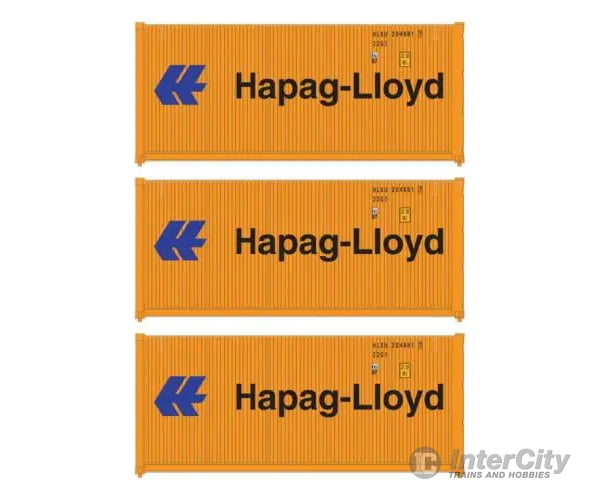 Walthers HO 949-18053 20’ Fully Corrugated Container - 3-Pack - Hapag-Lloyd Freight Cars