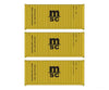 Walthers HO 949-18054 20’ Fully Corrugated Container - 3-Pack - Mediterranean Shipping Co. Freight Cars