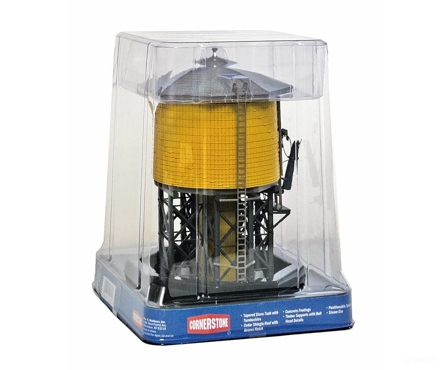 Walthers Cornerstone 2813 Wood Water Tank - Built-Ups -- Assembled Yellow Ochre 3-1/2 X 3-7/8
