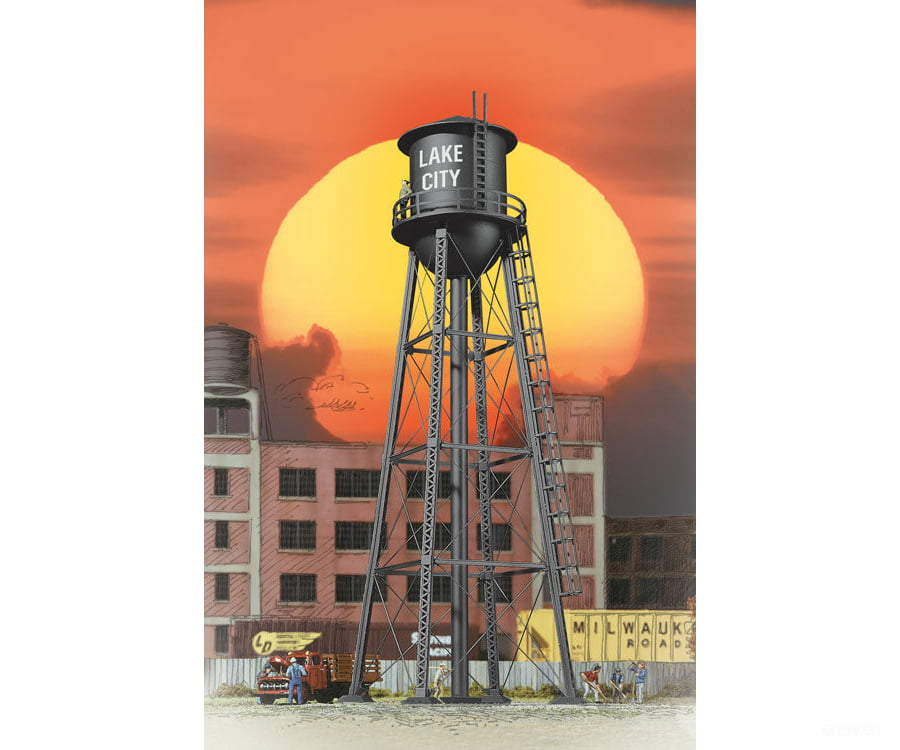 Walthers Cornerstone 2825 City Water Tower - Built-Ups -- Assembled Black 3-3/4 X 11’ 9.3 27.5Cm