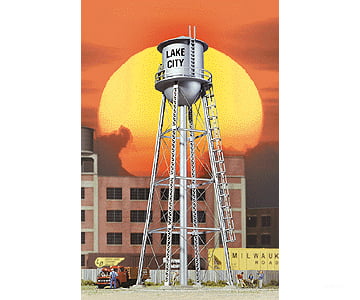 Walthers Cornerstone 2826 City Water Tower - Built-Ups -- Assembled Silver 3-3/4 X 11’ 9.3 27.5Cm